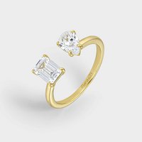 Yellow gold plated silver ring with white zircons