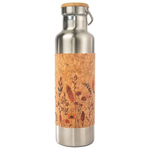 RVS drinkfles met kurkcoating bloem - 750 ml