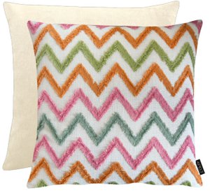 Omkeerbare kussenhoes - 46X46 - naturel / roze / groen - Ravenna