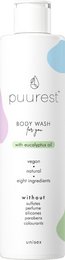 A body wash with eucalyptus oil, 250ml in size, suitable for shower use.