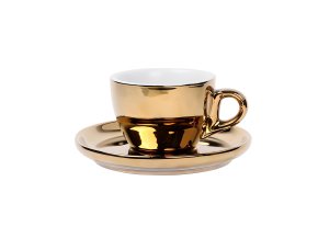 Kaffeetasse und Untertasse Gold 160 ml 6/Karton