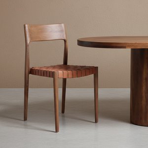 Freya teakhouten eetkamerstoel met leer - Naturel