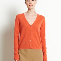 LILLY 7 Tangerine fitted cashmere V-neck cardigan