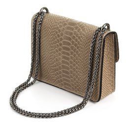 Firenze Artegiani. Lorenza Bolso de mano Mujer.Piel auténtica Gamuza Grabado Serpiente