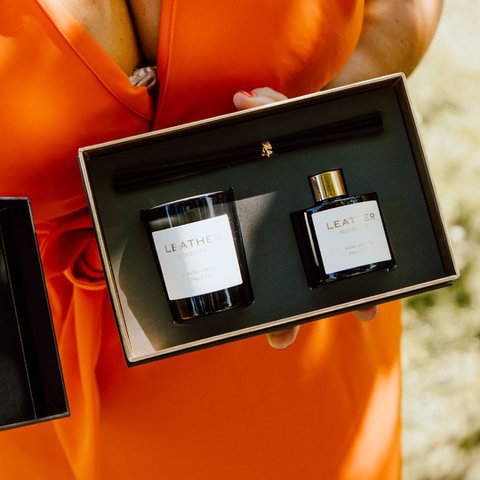 Nordic Pine Leder fühlt gepackte Packungen: Geruchskerzen und Geruchsstätten