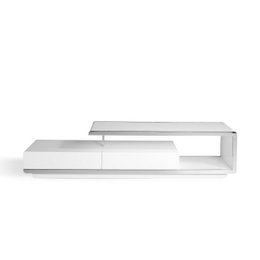 Mueble TV de madera blanca y acero cromado