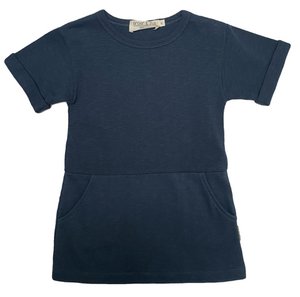 Jurk sweatstof navy korte mouw