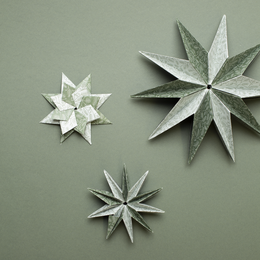 Juleorigamipapir - grangrene grøn og mint - 25 ark dobbeltsidet genbrugspapir