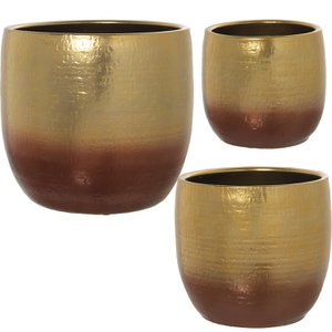 SET MIT 3 GOLDENEN KERAMIK-PFLANTZÖPFEN, 2 FARBEN °20X19CM+°24X23CM+°30X29CM LL60245
