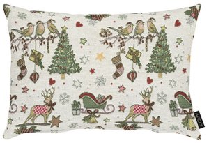 3616 kussen naturel / rood / groen - 30x40cm