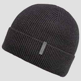  Warm, ribbed beanie hat in grey and black colors. Made of soft, durable material for everyday wear.