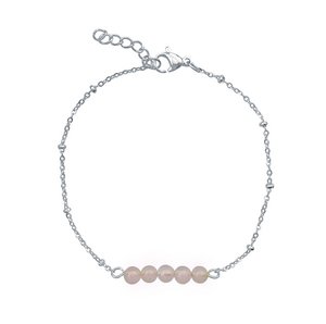 Armbandje Rozenkwarts - Zilver