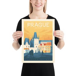 Affiche Prague Vintage | Poster Ville Prague République Tchèque