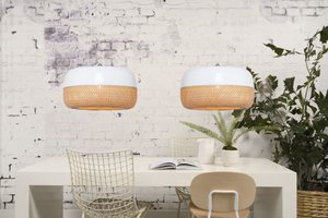 Hängelampe Mekong bamboe plat dubbel, L