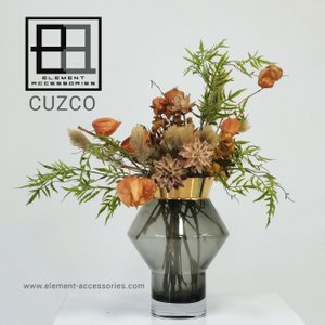 grillige hoekige ronde vaas met goud beschilderd aan de bovenkant, serie: CUZCO