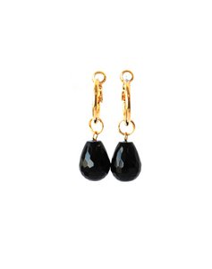 Earrings creole goldplated and onyx
