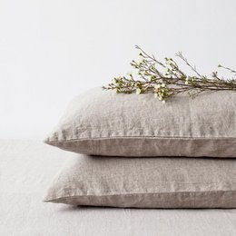  Natural linen pillowcase in brown and beige colors, available in various sizes for UK King, US King, DE Small, DE Standard, EU IKEA, Scandinavian, Northern Europe, Southern Europe, Euro Sham, EU King, DE King, EU Standard, US Standard/Twin/Full/Queen, AUS Standard, DE Small Square sizes.
