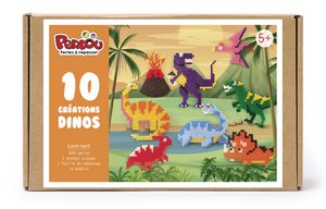 SCHACHTEL MIT 3000 EISENPERLEN PERLOU DINOSAURIER