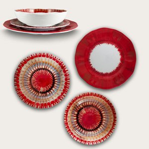Arca APULIA RAGGIO Porseleinen Rond Dessertbord 20cm, rood
