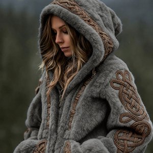 Women’s Warm 3D-Print Hooded Zip-Up Cardigan