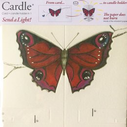 CARDLE Butterfly Red (Heller Schmetterling) - Kerzenhalter-Grußkarte