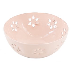 Schaaltje metaal bloemen roze