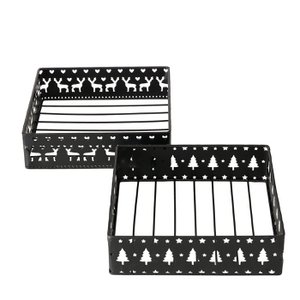 Serviettenhalter aus schwarzem Metall mit Weihnachtsdekor