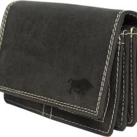 Compacte vintage leren dames portemonnee zwart RFID – Stijlvolle en praktische dames portemonnee met RFID bescherming, compact ontwerp.