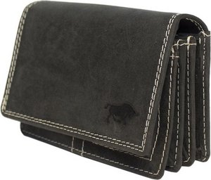 Compact vintage leather ladies wallet Black RFID - Stylish and practical ladies wallet with RFID protection, compact design.