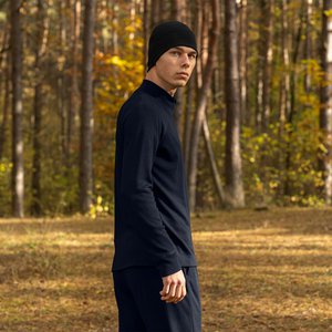 Men's Merino 250 Zip neck top 250gsm Dark blue