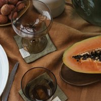 Olive Green linen coaster set of 4