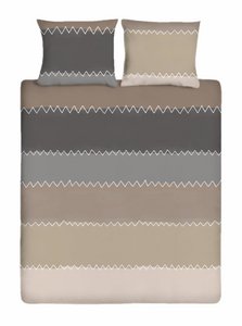 100% Katoenen Dekbedovertrek - Zigzag Taupe