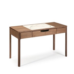 Walnoothouten kaptafel en marmeren detail