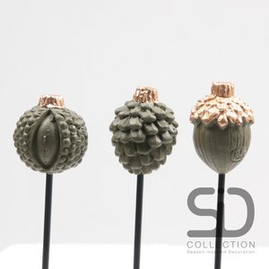 KEGELVRUCHT OP STICK 3.ASS 4.5X4X4 CM OLIJFGROEN