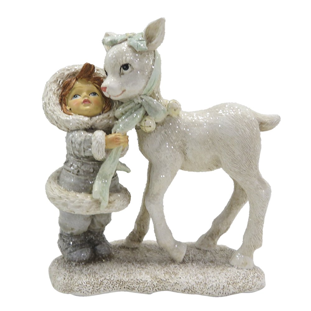Beeld Kind 13 cm Wit Polyresin Kerstdecoratie