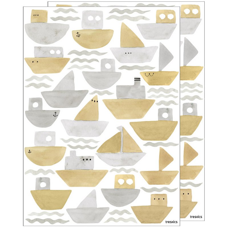 Akvarel både wallsticker