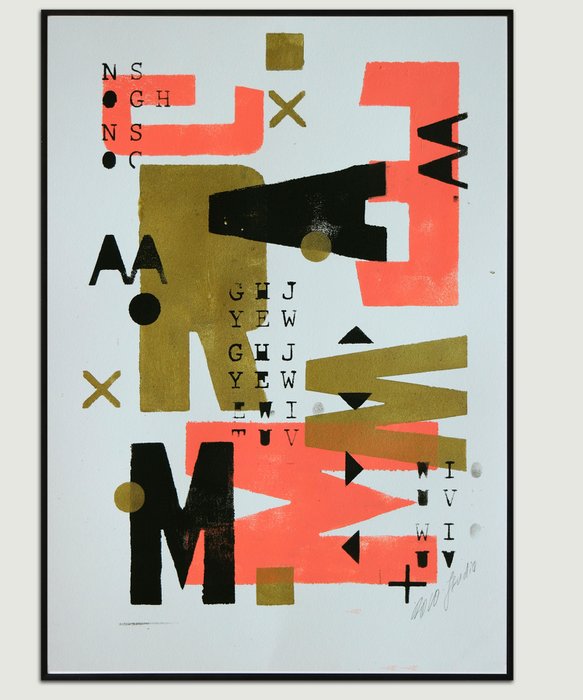 Schilderij - Gold Typography