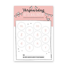 Fødselsdag nedtællingskalender | lyserød | inkl. klistermærker