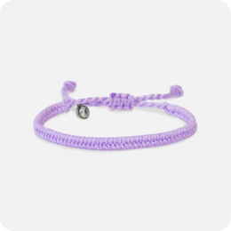 Purple braided bracelet with adjustable cord and metal charm, suitable for unisex wear as a Christmas gift.