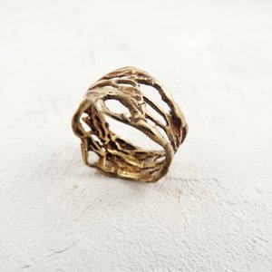 Patinated Bronze Adjustable Ring – Organic Openwork