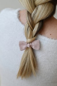 Mini-Schleifen aus 100 % Leinen auf Haargummis, 2er-Set für Kinder und Erwachsene