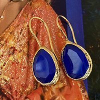 Earrings cateye stone cobalt blue