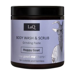  Body wash and scrub with grinding paste for men, featuring a hoppy goat scent. Suitable for all skin types.