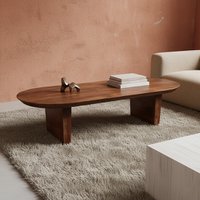 Bullnose mangohouten salontafel bruin - 140x60x35 cm