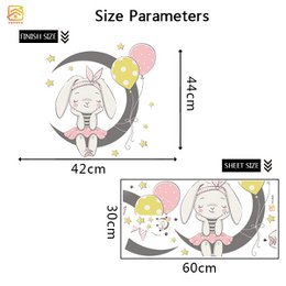 Kanin sidder på månen piger soveværelse wallsticker