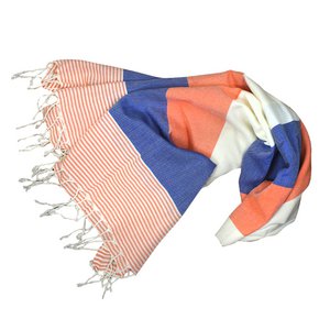 Handdoek Fouta zalmblauw beige gemaakt van katoen