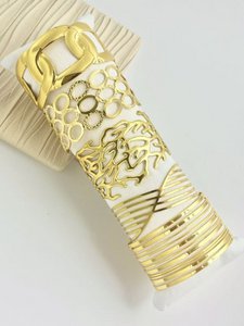 Set of 5 golden - gold, trendy and elegant jack cuff bracelets
