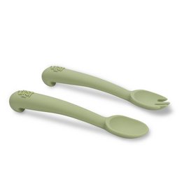 Siliconenlepel en vork van Olive Green