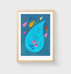 Ingen regn ingen blomster | Illustrationsplakat kunsttryk