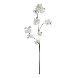 A delicate artificial plant with white blossoms on a slender stem, creating a natural and serene aesthetic.